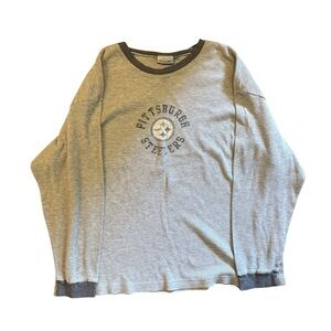 Reebok Gray Vintage Pittsburgh Steelers Long Sleeve Waffle Shirt